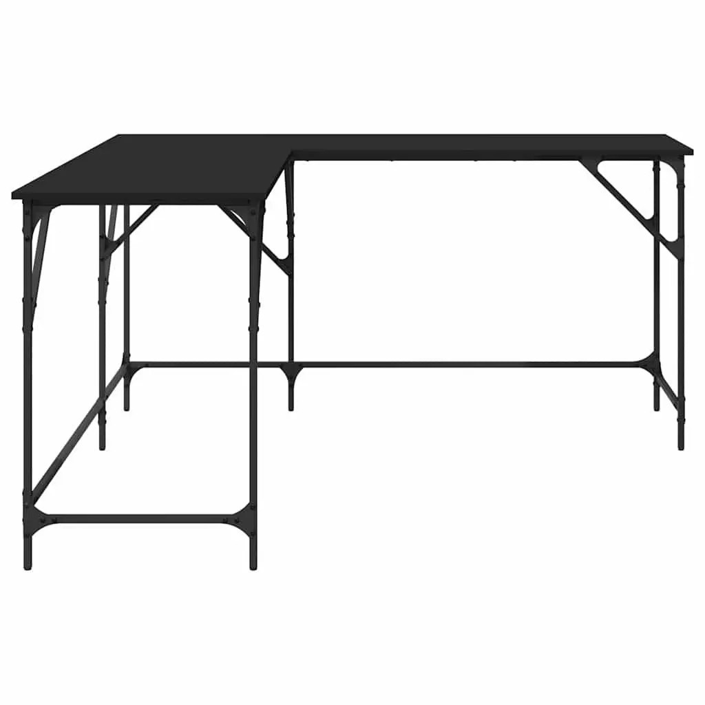 L-Shaped Office Desk Black Corner Writing Table 149 x 149 x 75 cm