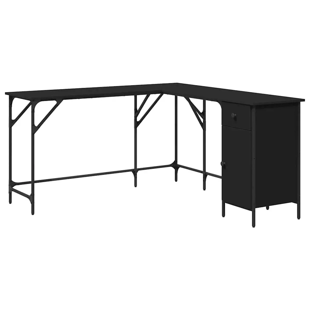 Black L-Shaped Office Desk