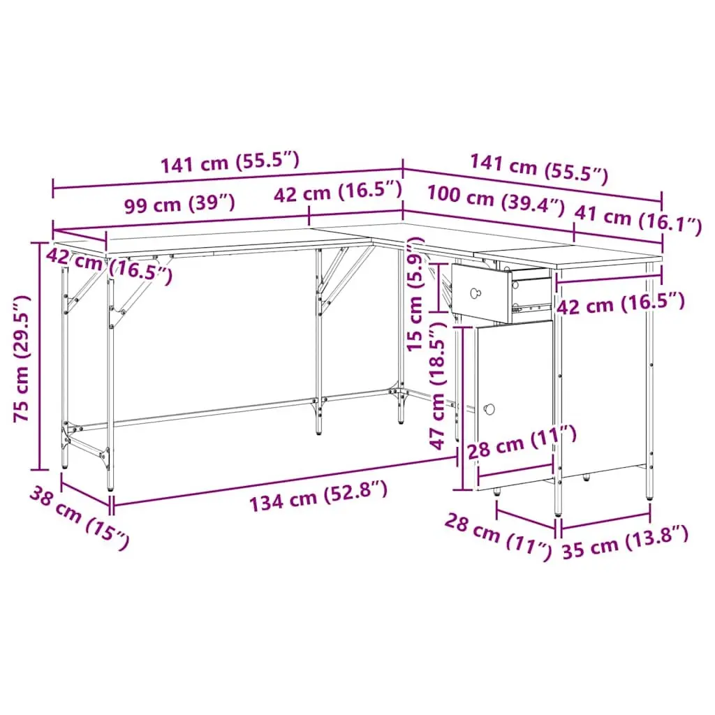 Black L-Shaped Office Desk