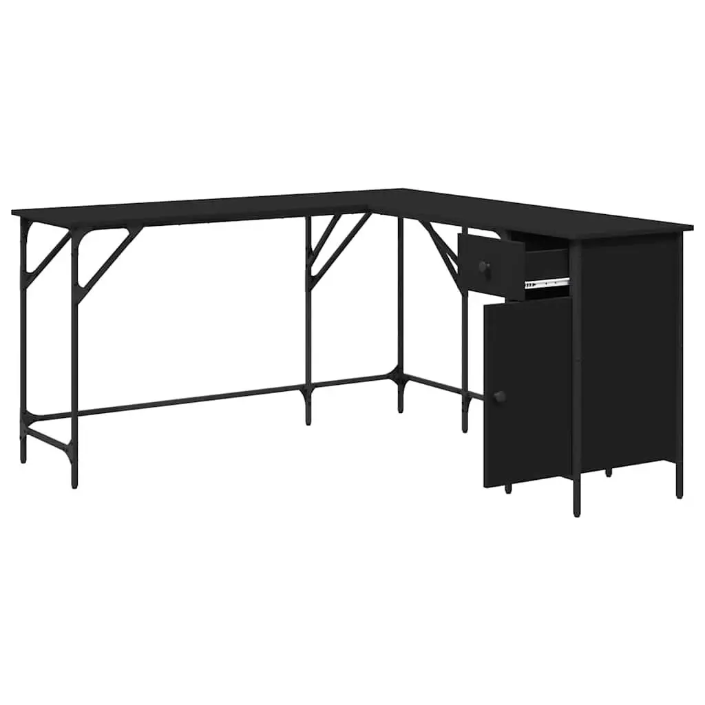 Black L-Shaped Office Desk