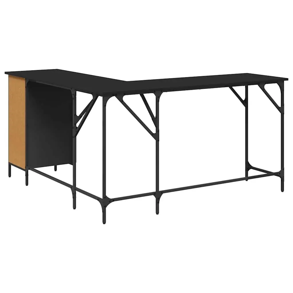 Black L-Shaped Office Desk