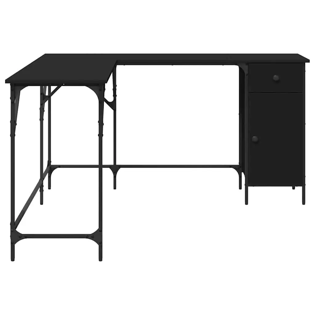 Black L-Shaped Office Desk