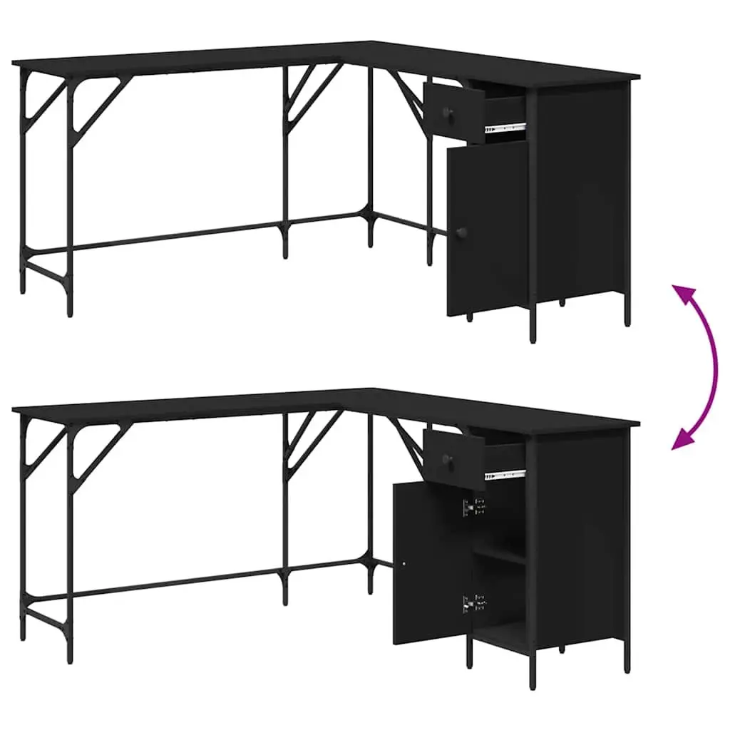 Black L-Shaped Office Desk