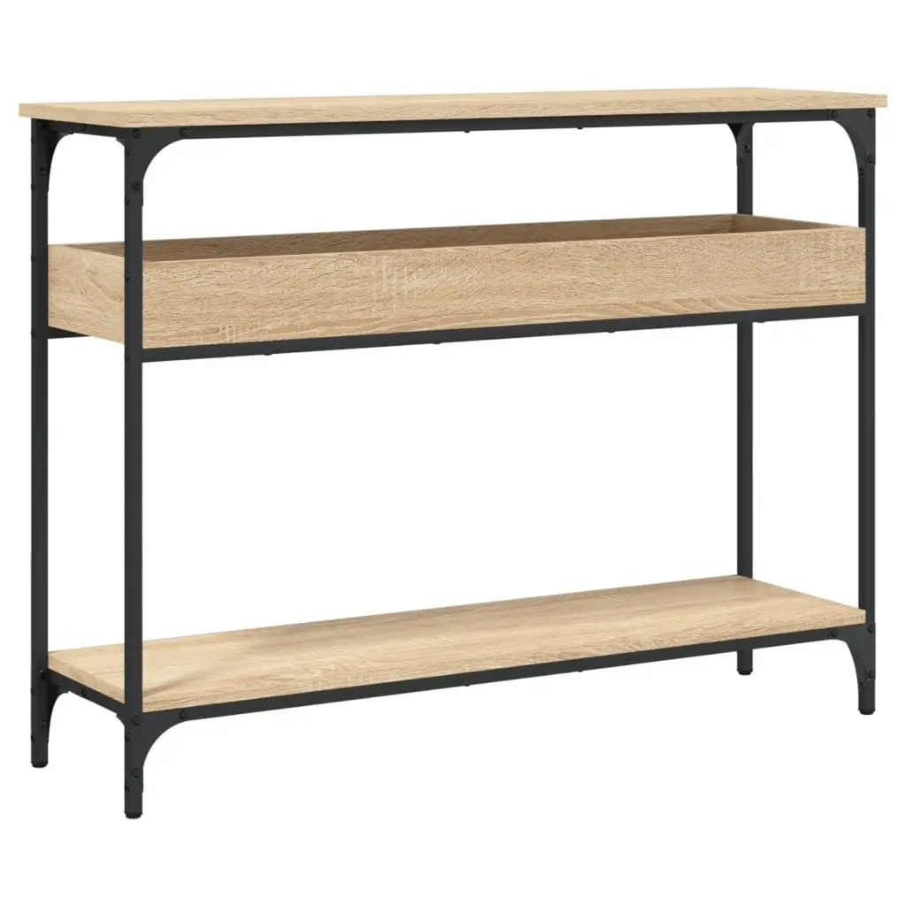 Console Table with Shelf Engineered Wood Brown 100cm W x 29cm D x 75cm H