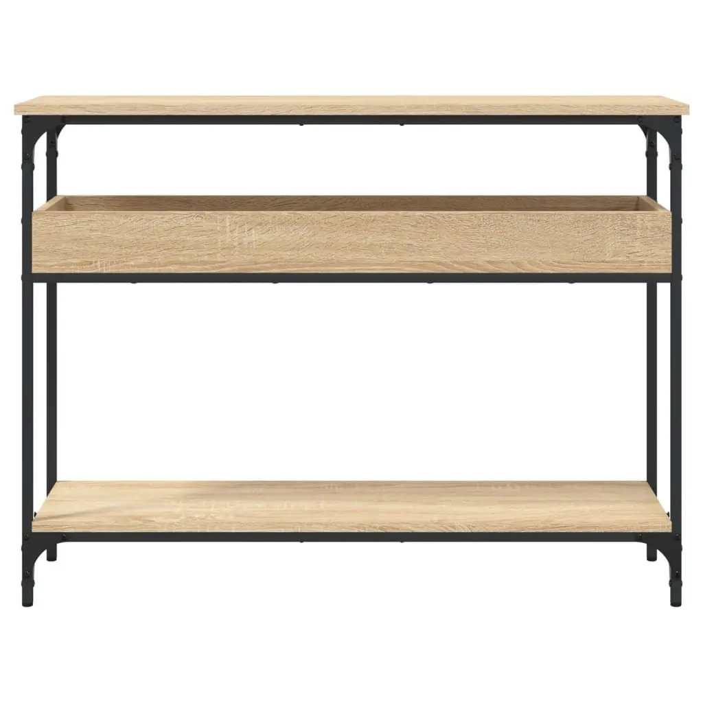 Console Table with Shelf Engineered Wood Brown 100cm W x 29cm D x 75cm H