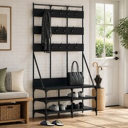 Clothes Rack with Shoe Storage Organiser Garment Stand Closet Black 100x40x184cm