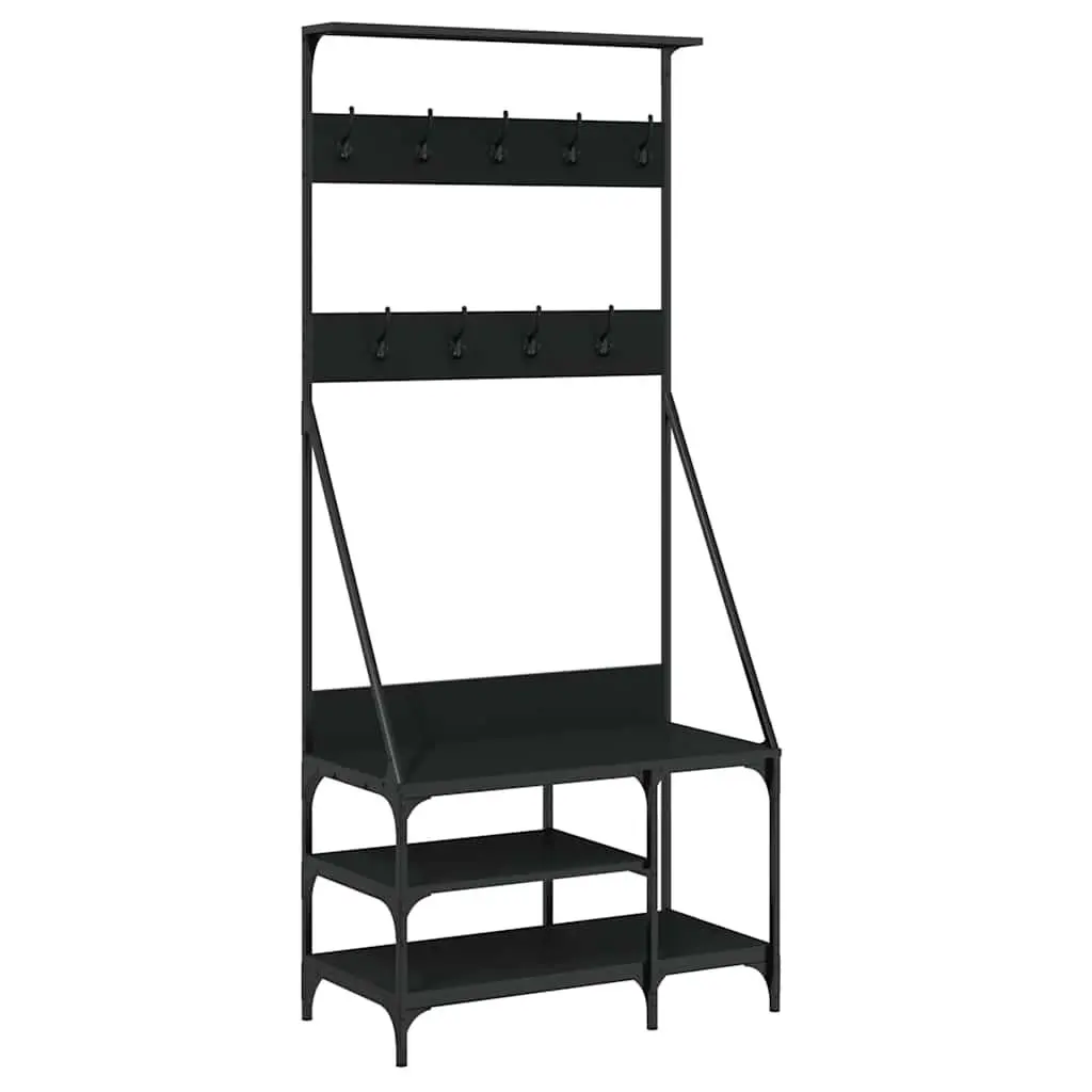 Clothes Rack with Shoe Storage Shelves Black 80 x 40 x 184 cm