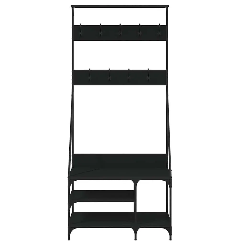 Clothes Rack with Shoe Storage Shelves Black 80 x 40 x 184 cm