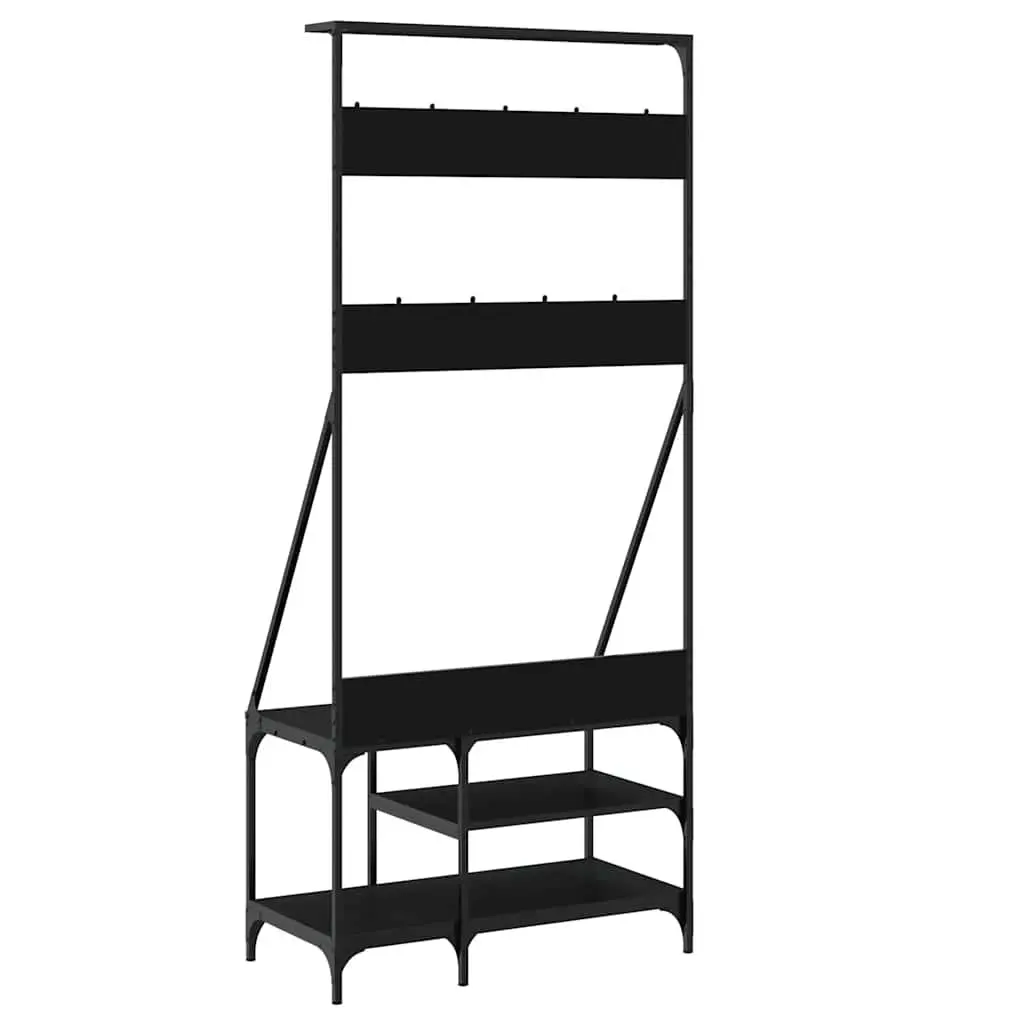 Clothes Rack with Shoe Storage Shelves Black 80 x 40 x 184 cm
