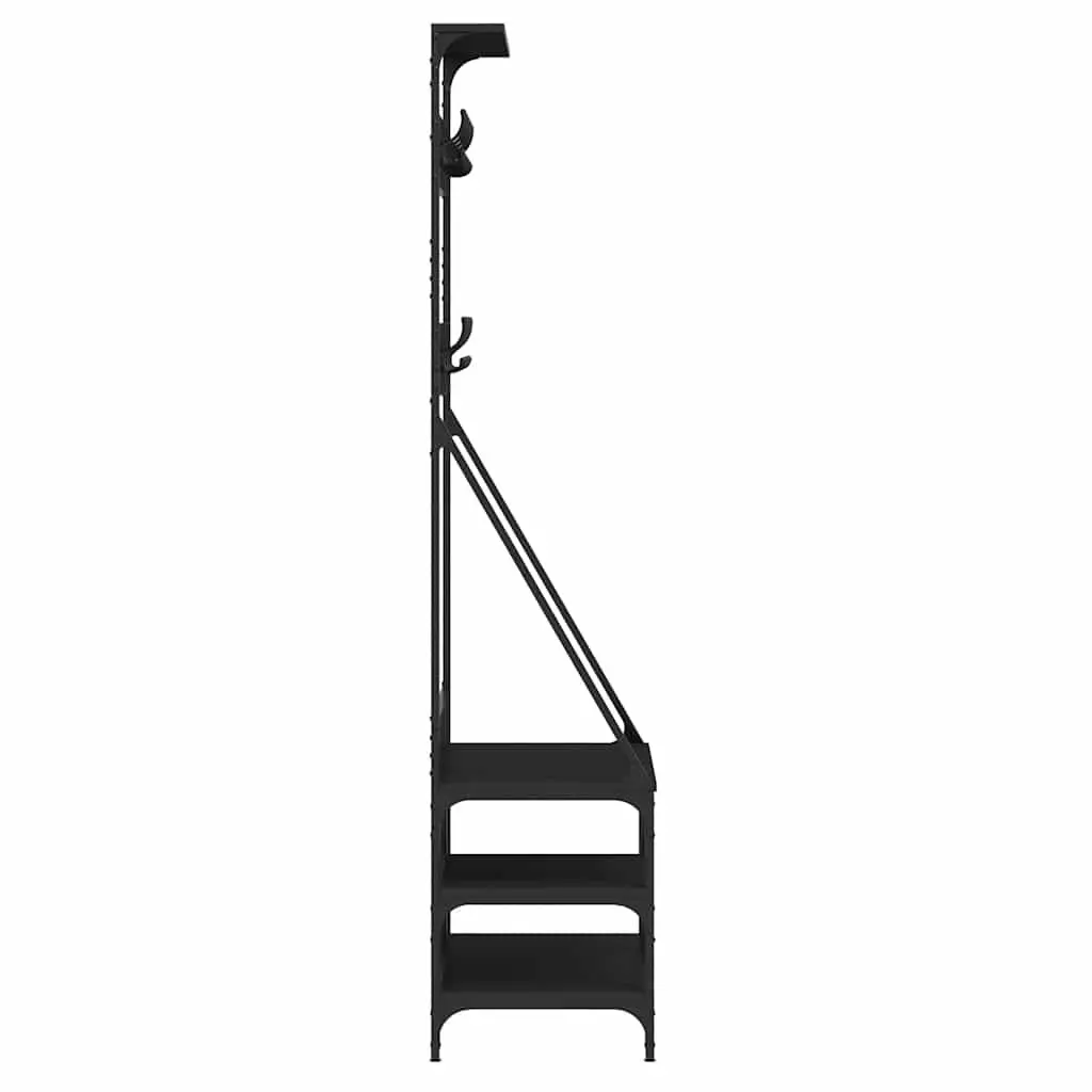 Clothes Rack with Shoe Storage Shelves Black 80 x 40 x 184 cm