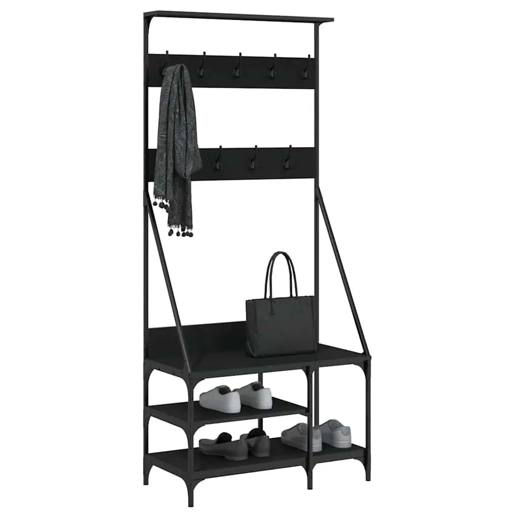 Clothes Rack with Shoe Storage Shelves Black 80 x 40 x 184 cm