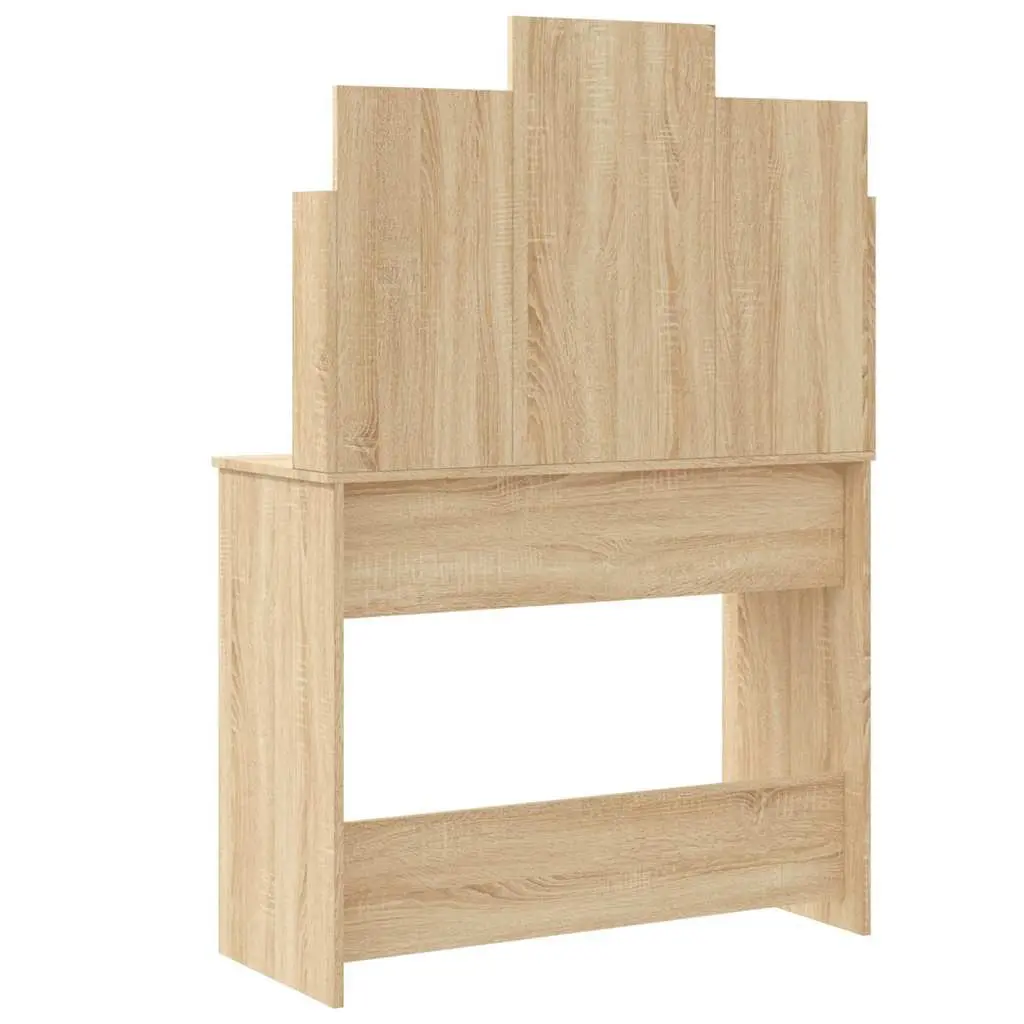 Bedroom Dressing Table with Mirror LED Lights Storage Drawers Shelves Brown