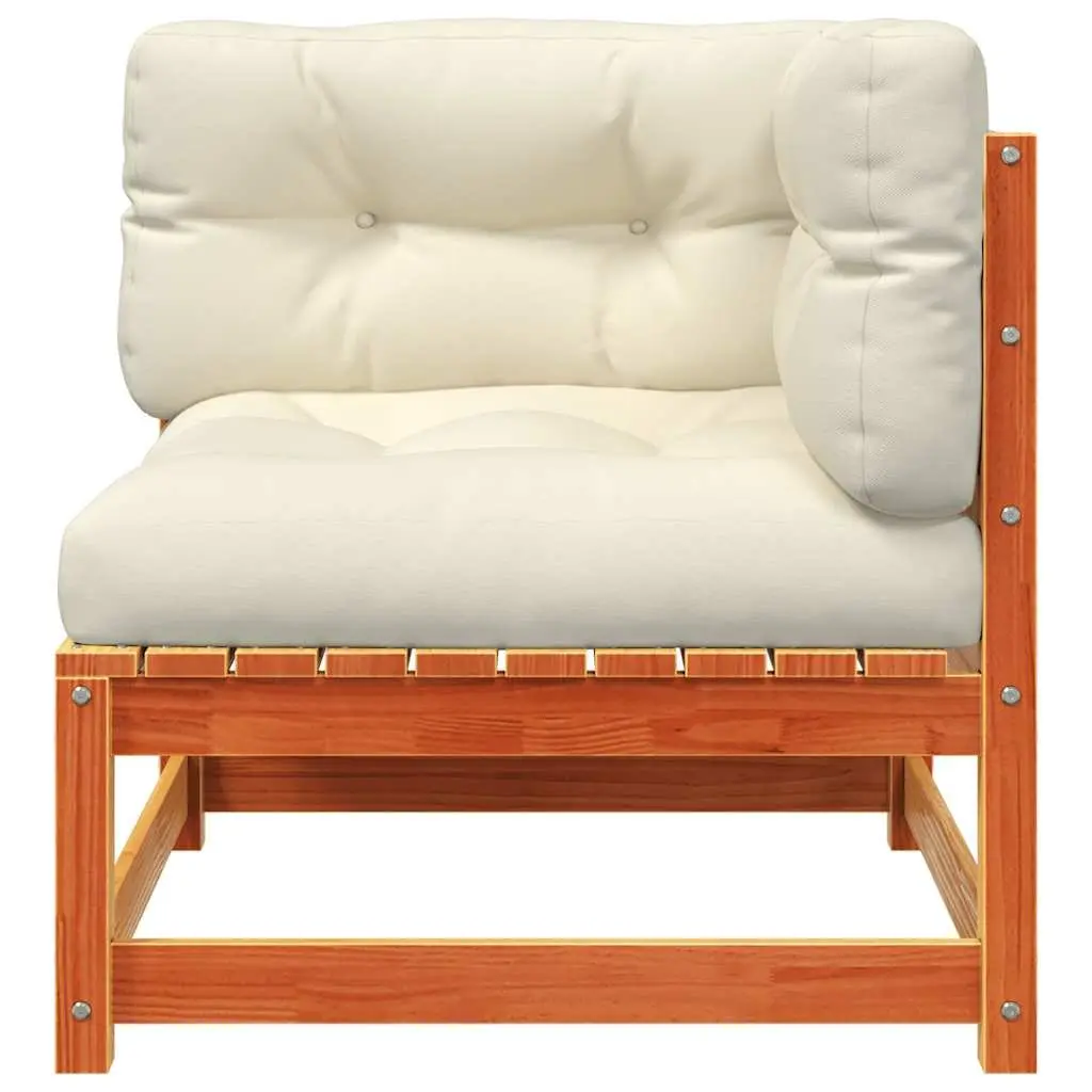 Modular Garden Sofa Set Outdoor 2 Pieces Brown Solid Pine Wood with Cushions