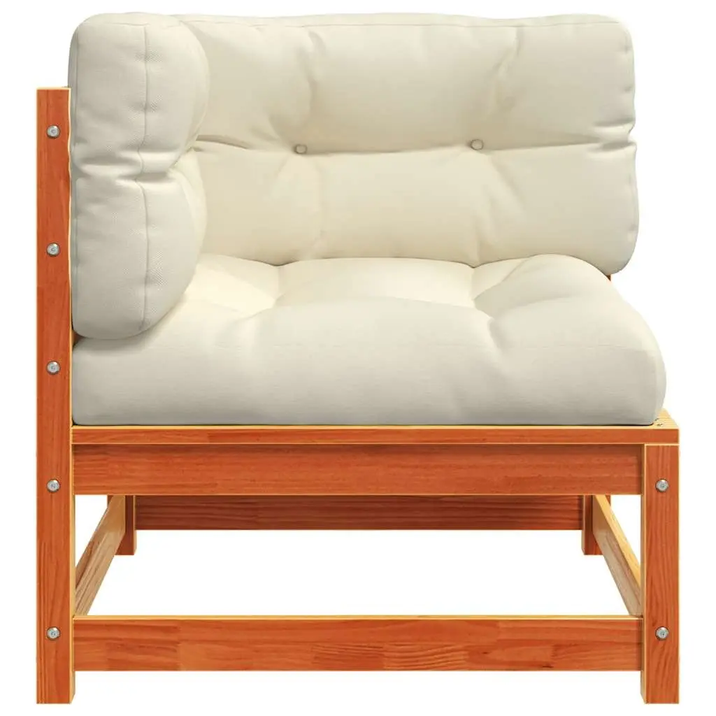 Modular Garden Sofa Set Outdoor 2 Pieces Brown Solid Pine Wood with Cushions