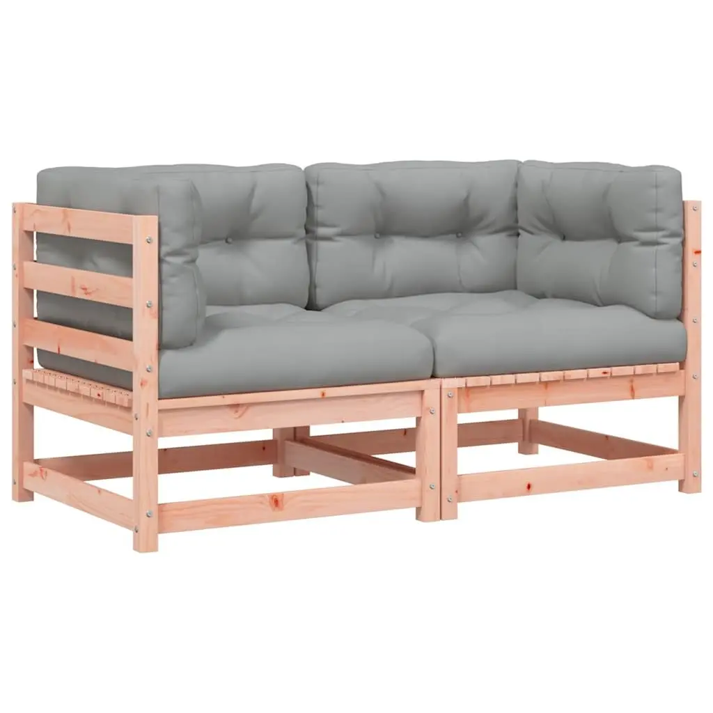 Outdoor Sectional Sofa 2 pcs Corner Garden Seating Brown Wood Patio Furniture