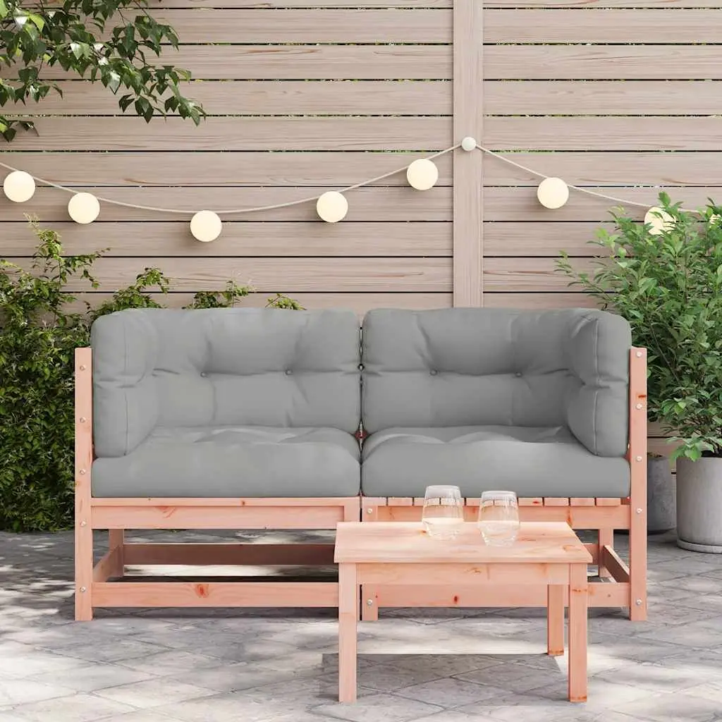Outdoor Sectional Sofa 2 pcs Corner Garden Seating Brown Wood Patio Furniture