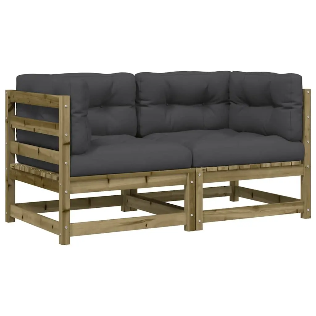 Outdoor Corner Garden Sofa Modular 2 Piece Brown Wooden Seating