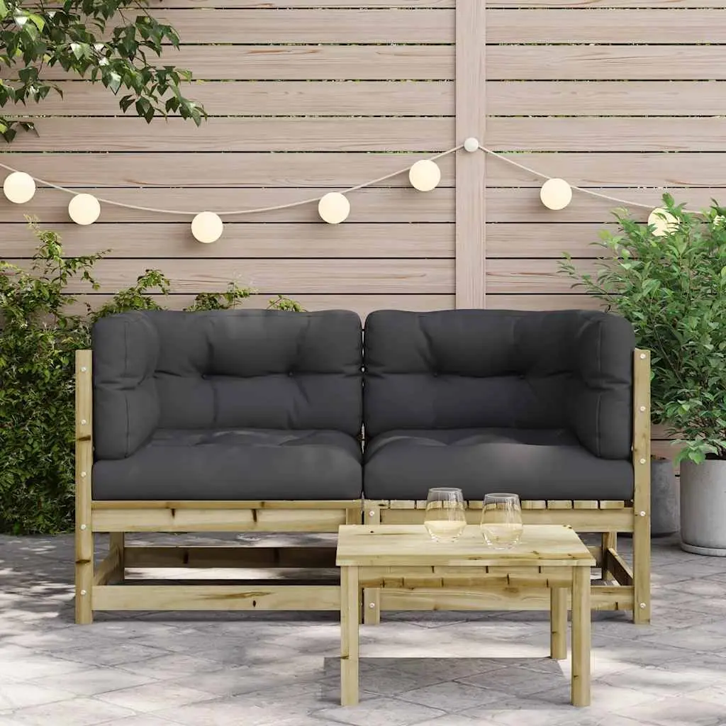 Outdoor Corner Garden Sofa Modular 2 Piece Brown Wooden Seating