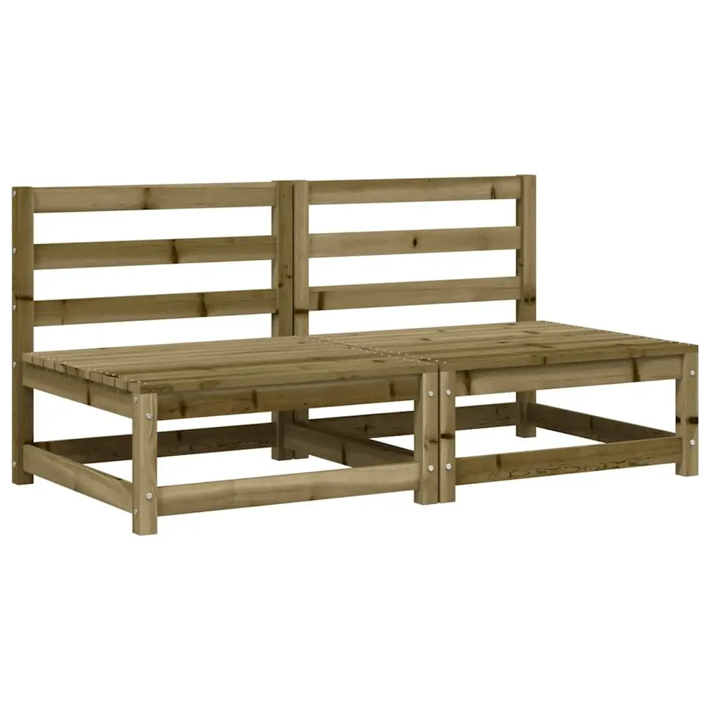 Outdoor Sectional Sofa Unit Armless Brown Wood with Cushions 2pc