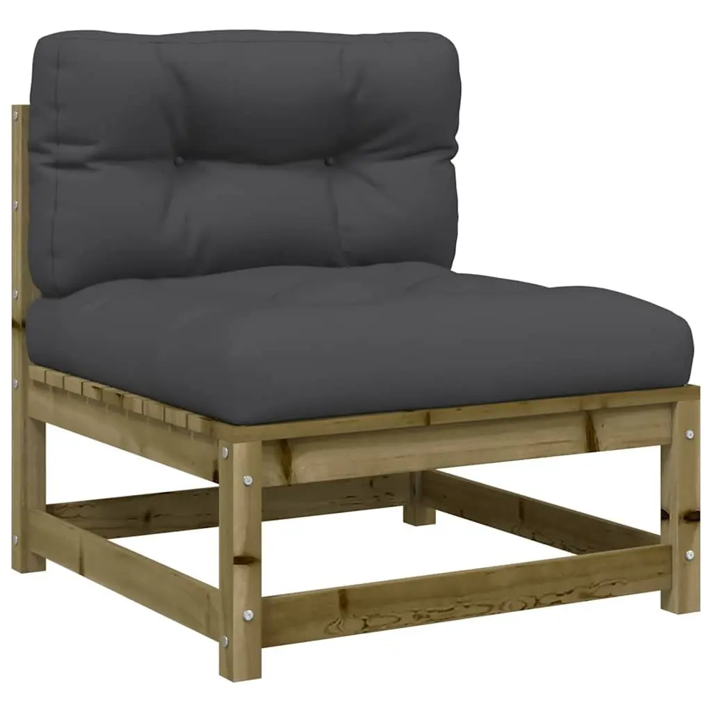 Outdoor Sectional Sofa Unit Armless Brown Wood with Cushions 2pc