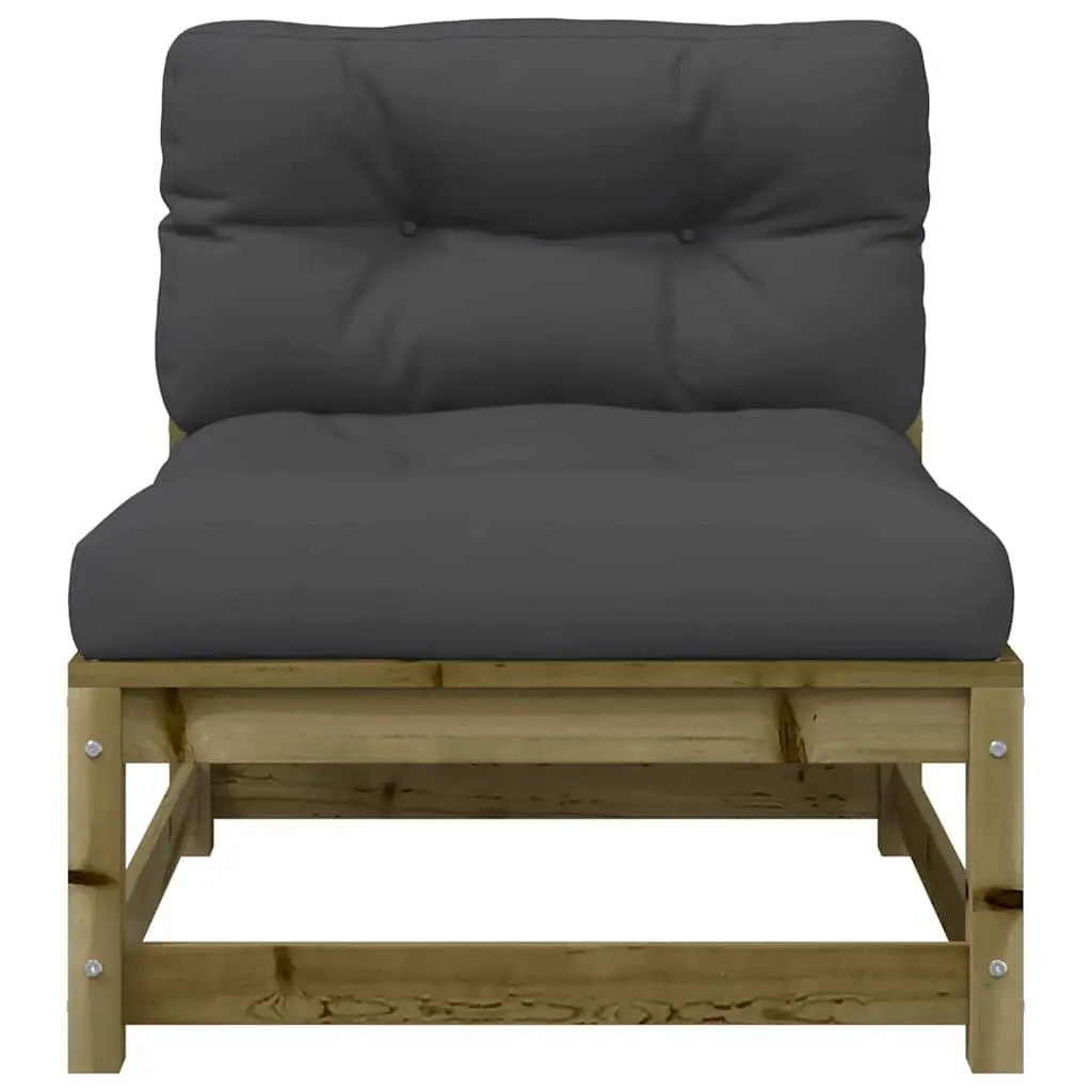 Outdoor Sectional Sofa Unit Armless Brown Wood with Cushions 2pc