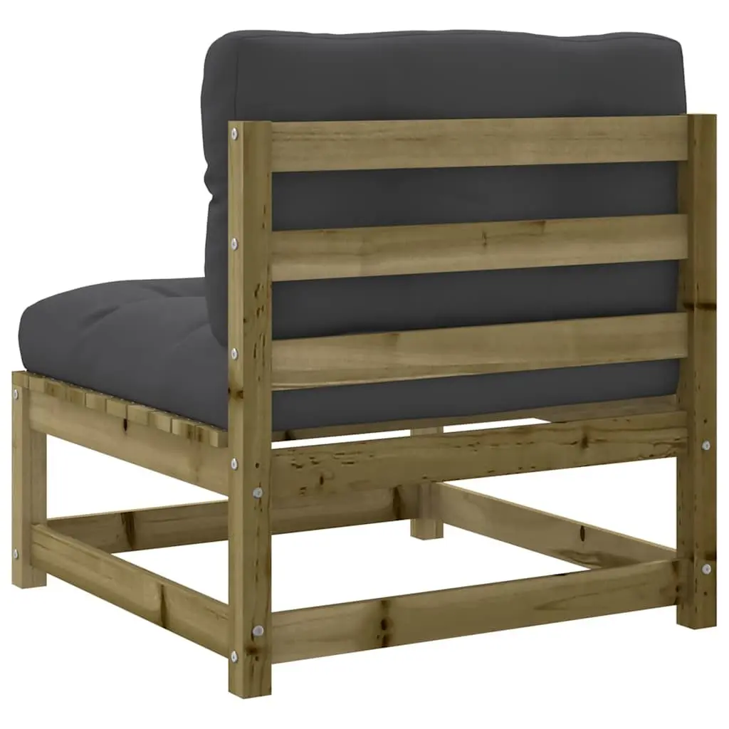 Outdoor Sectional Sofa Unit Armless Brown Wood with Cushions 2pc