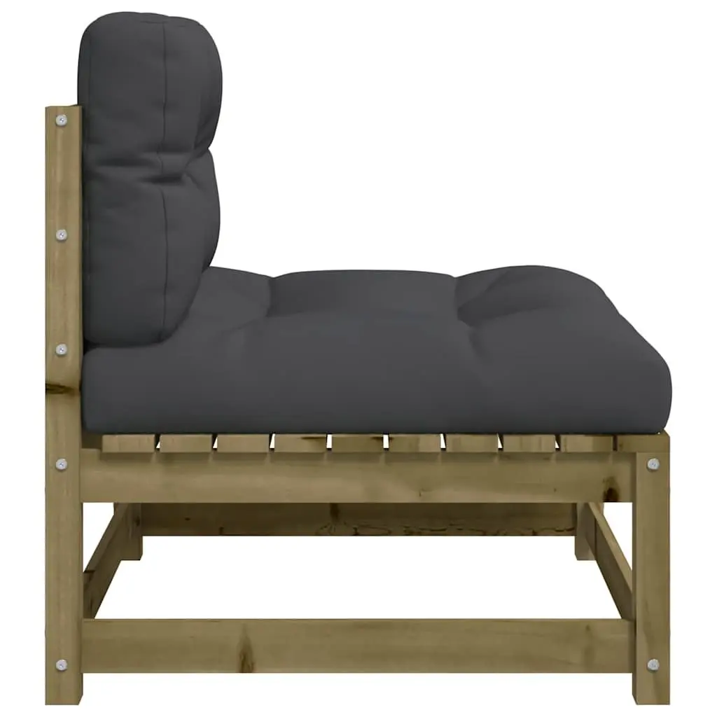 Outdoor Sectional Sofa Unit Armless Brown Wood with Cushions 2pc