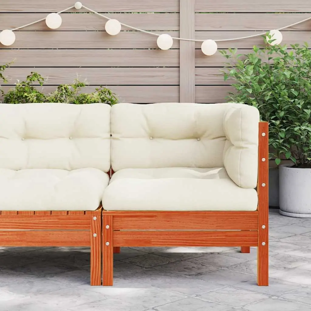 Outdoor Corner Sofa with Cushions Wooden Garden Sectional Seating Brown Modular