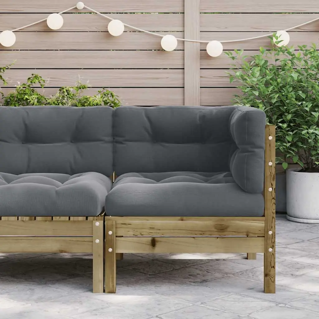 Garden Corner Sofa with Cushions Modular Outdoor Sectional Seating Brown Wood