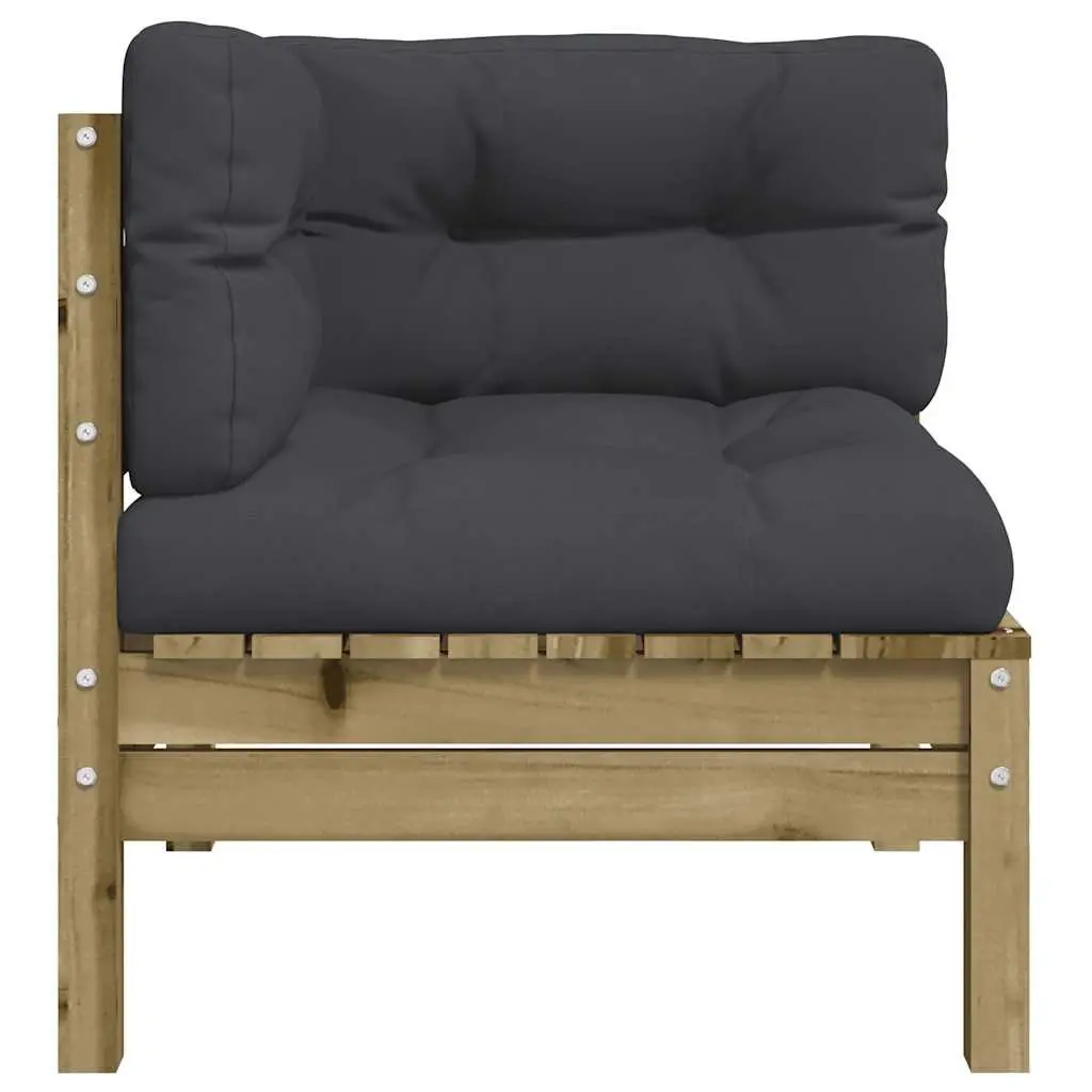 Garden Corner Sofa with Cushions Modular Outdoor Sectional Seating Brown Wood