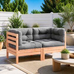 Outdoor Sectional Sofa Corner Unit 2 Pieces Solid Wood Garden Patio Furniture