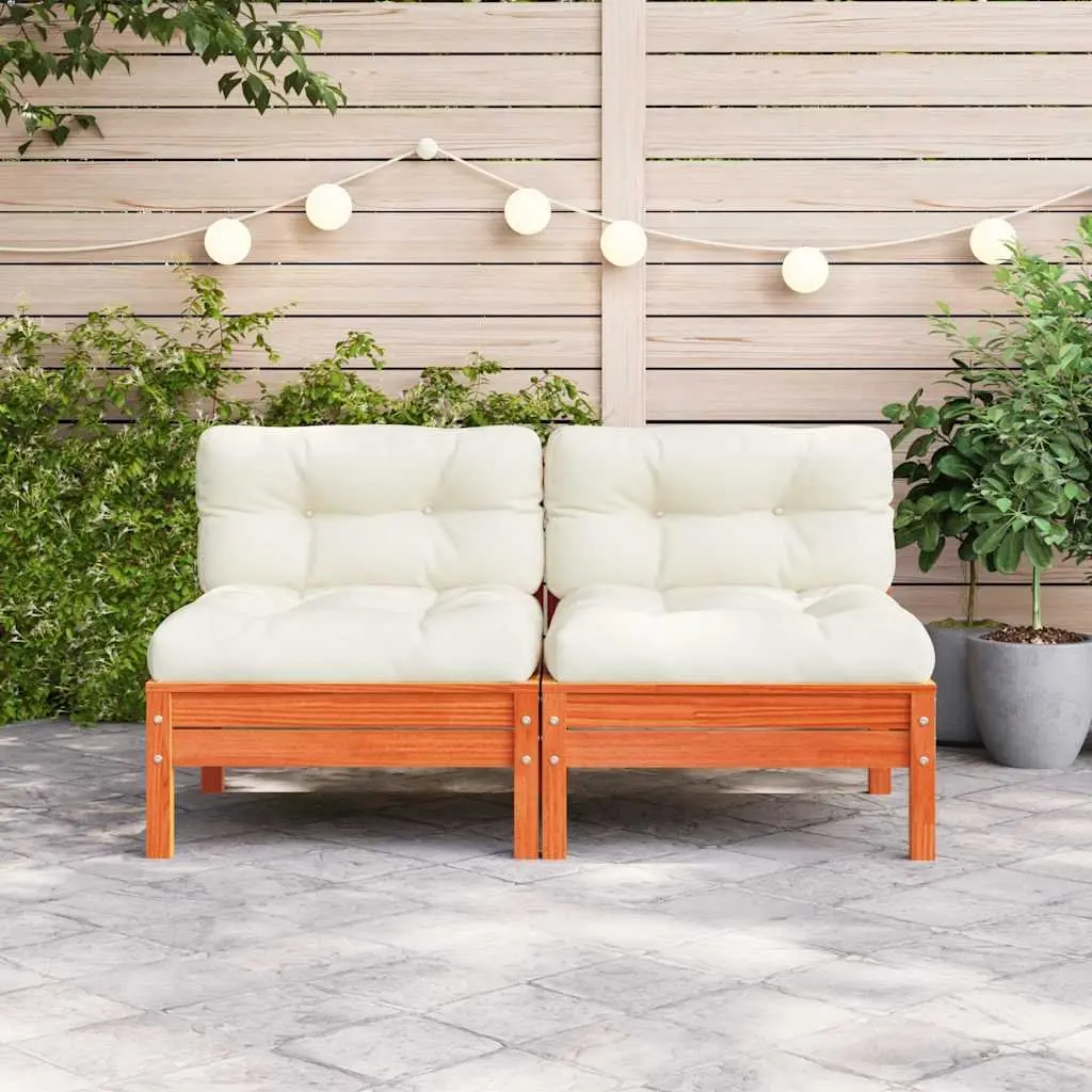 Outdoor Sectional Sofa Armless Single Unit Solid Pine Wood Garden Patio Seating