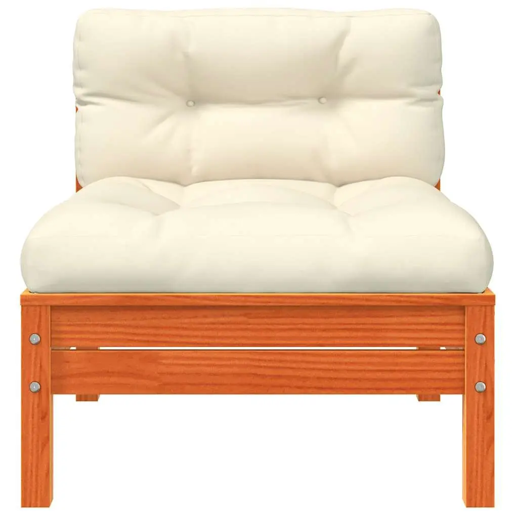 Outdoor Sectional Sofa Armless Single Unit Solid Pine Wood Garden Patio Seating