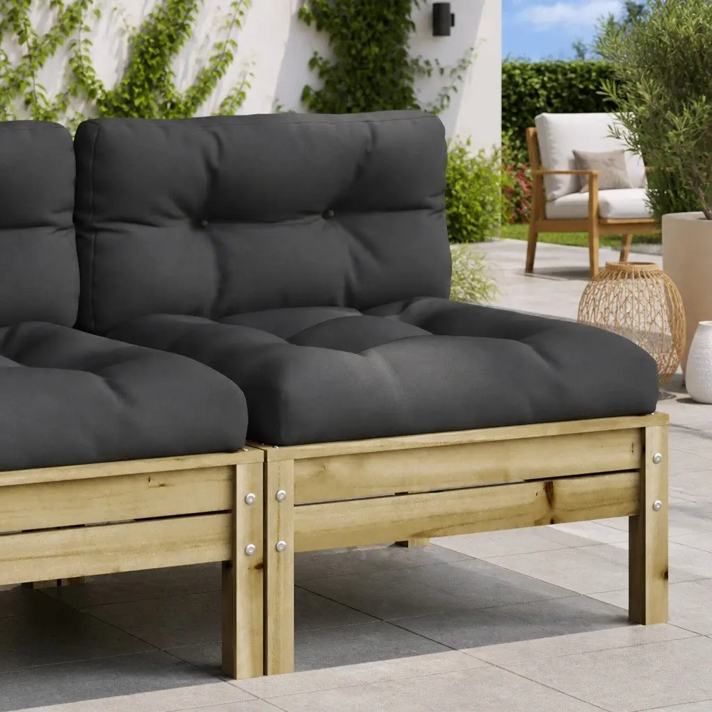 Outdoor Sectional Sofa Armless Wooden Single Seat with Cushions