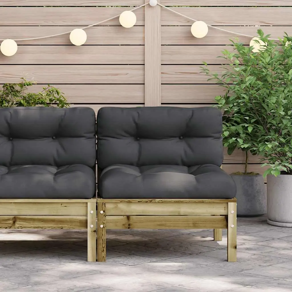 Outdoor Sectional Sofa Armless Wooden Single Seat with Cushions