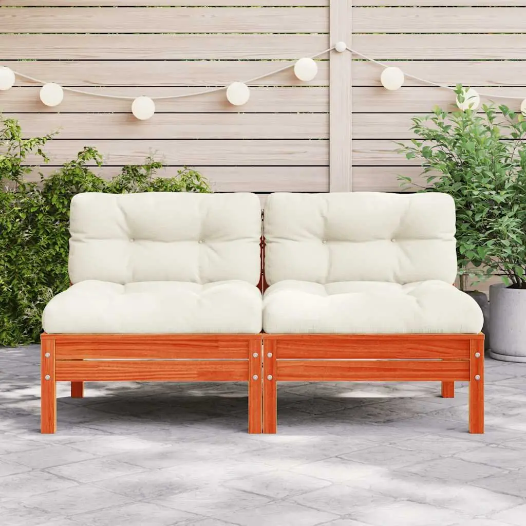 Outdoor Sectional Sofa Unit Armless Modular Seating 2 Pieces Brown