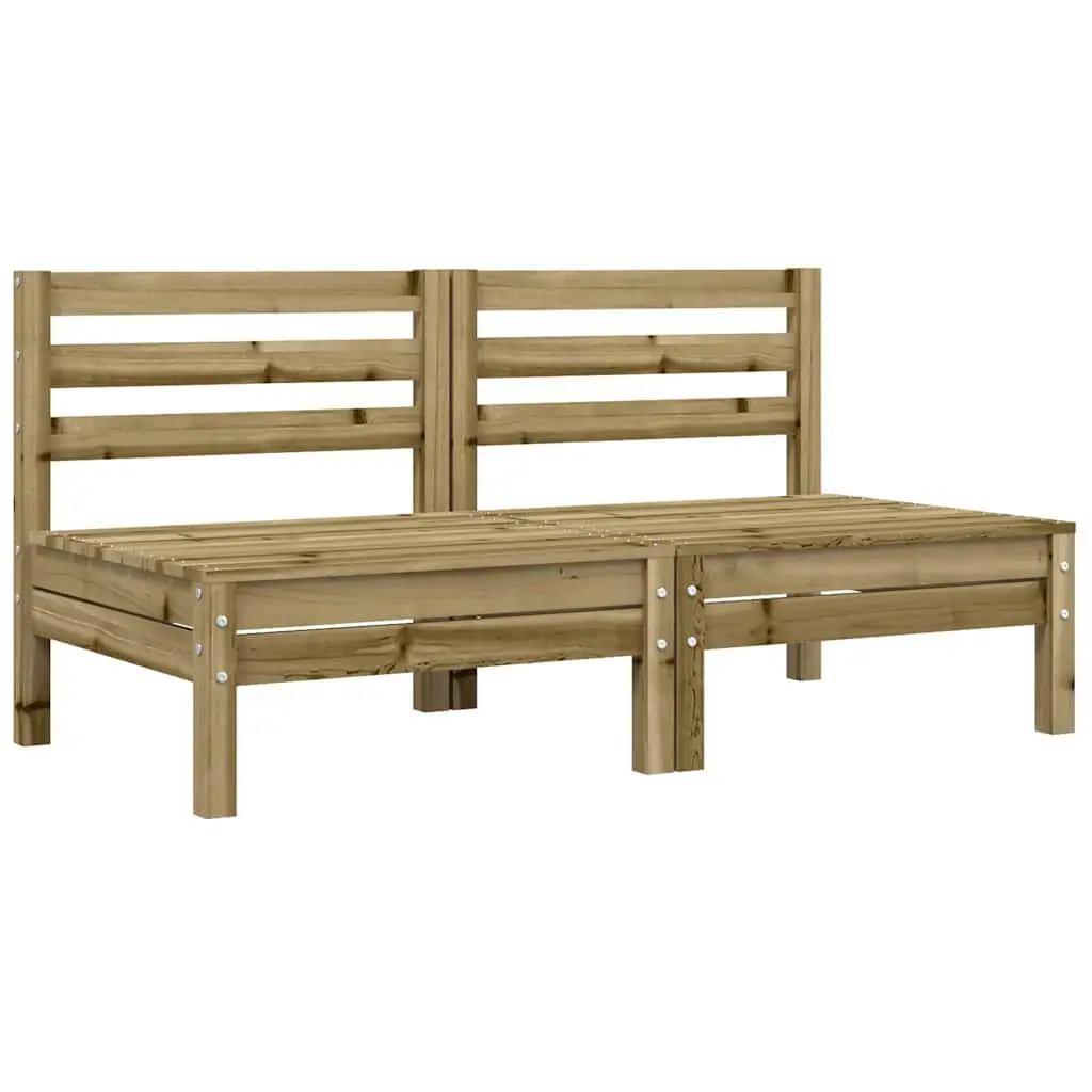 Outdoor Sectional Sofa Unit Armless 2 pcs Garden Seating Brown Cushions