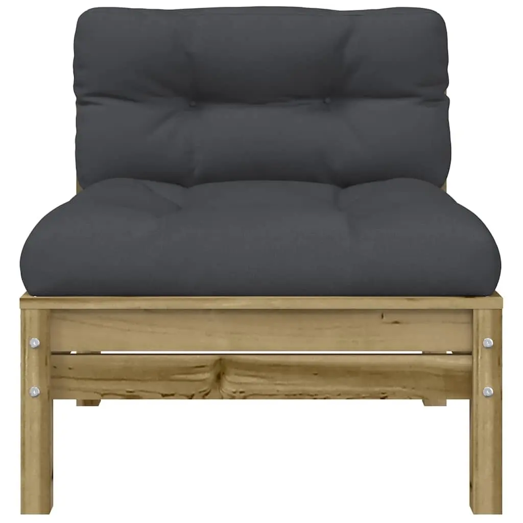 Outdoor Sectional Sofa Unit Armless 2 pcs Garden Seating Brown Cushions