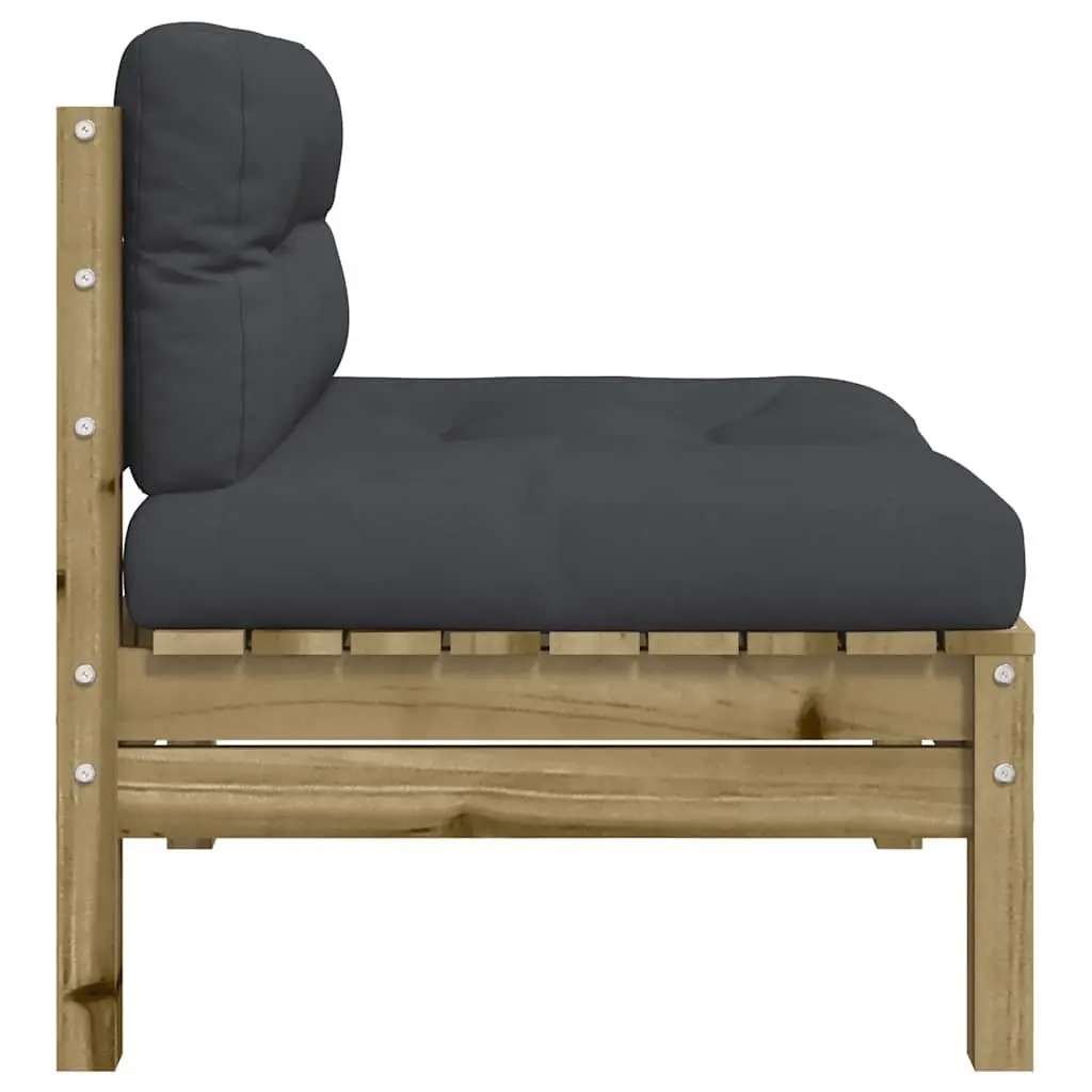 Outdoor Sectional Sofa Unit Armless 2 pcs Garden Seating Brown Cushions