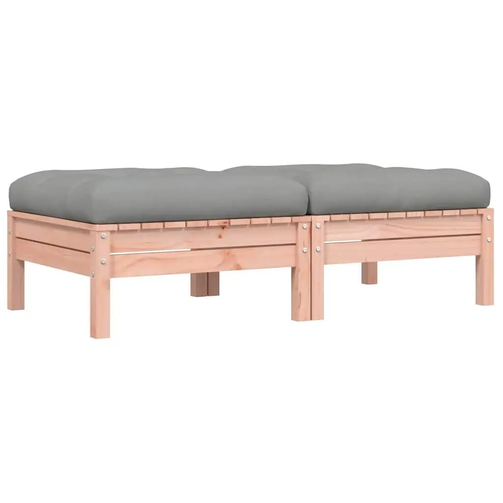 Outdoor Footstools Cushioned Wooden Garden Patio Ottoman Set of 2