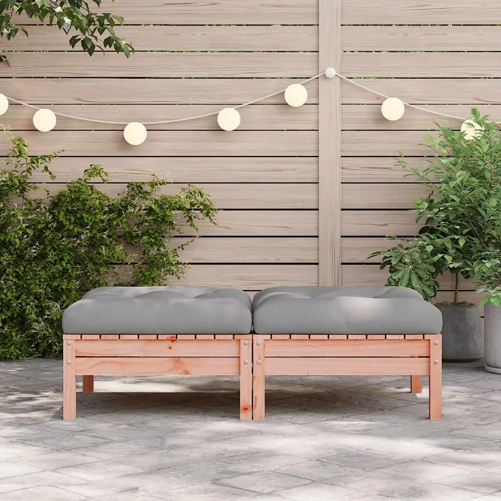 Outdoor Footstools Cushioned Wooden Garden Patio Ottoman Set of 2