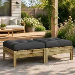 Two-Piece Footstools with Cushions for Outdoor Use