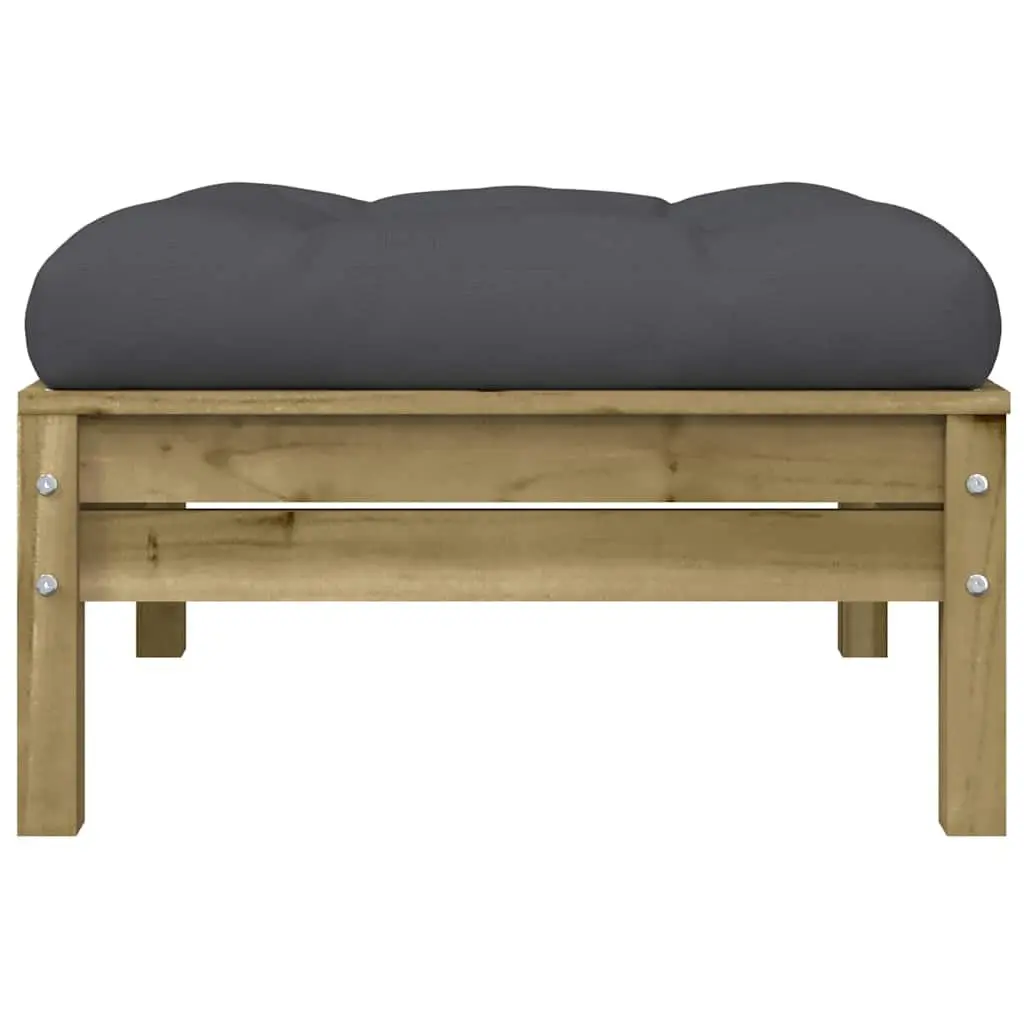 Outdoor Garden Footstools Solid Wood with Cushions 2 Pieces