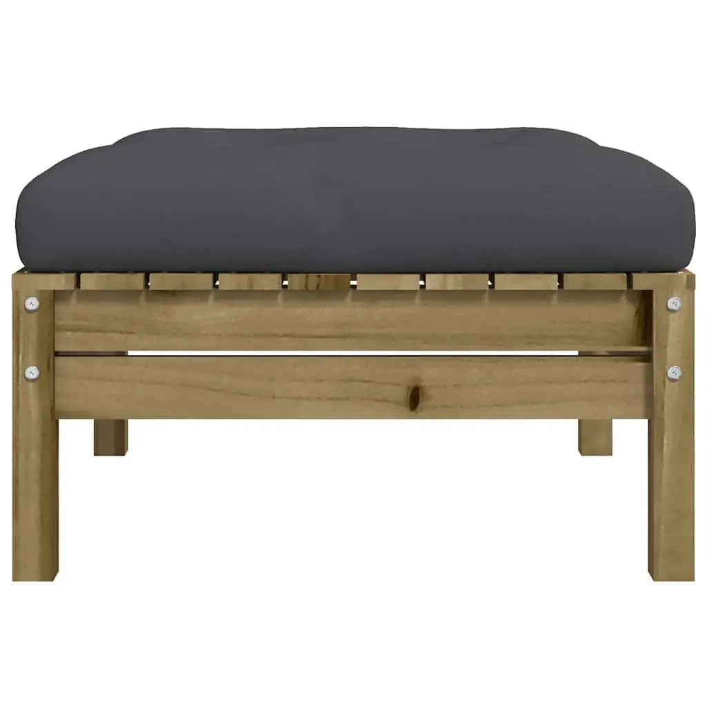 Outdoor Garden Footstools Solid Wood with Cushions 2 Pieces