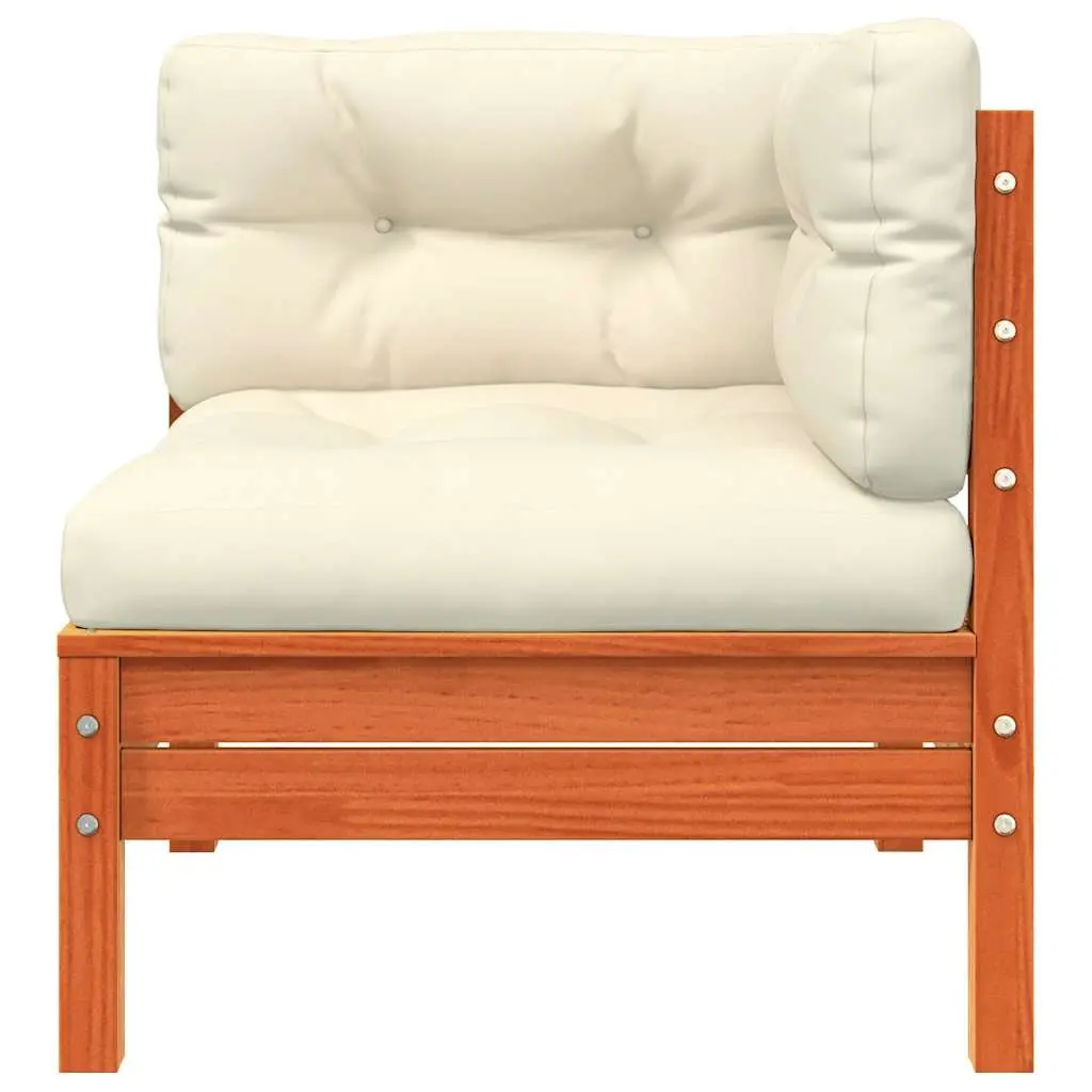 3-Seater Garden Sofa with Footstool and Cushions Solid Pine Wood Brown