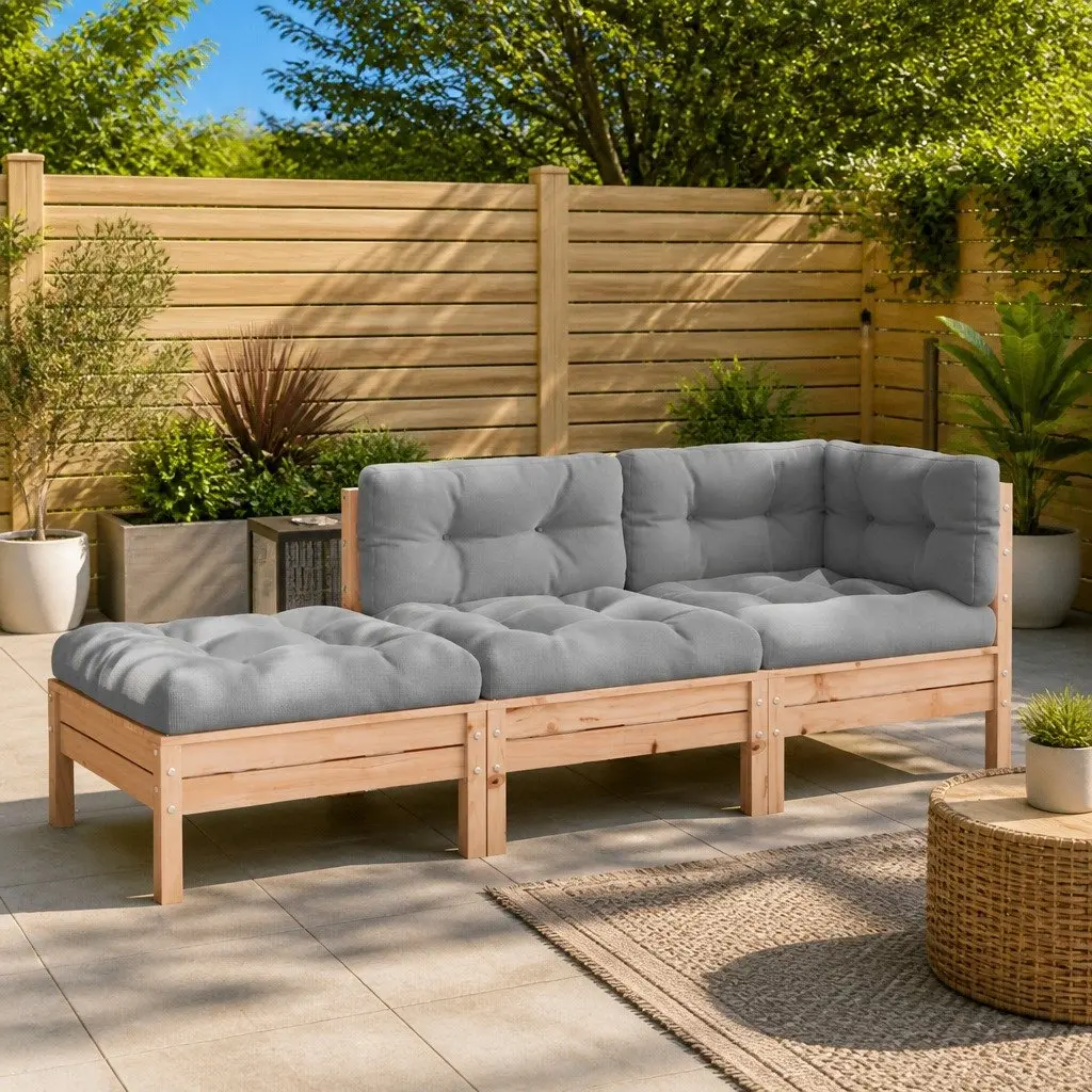 3-Seater Outdoor Sofa with Footstool