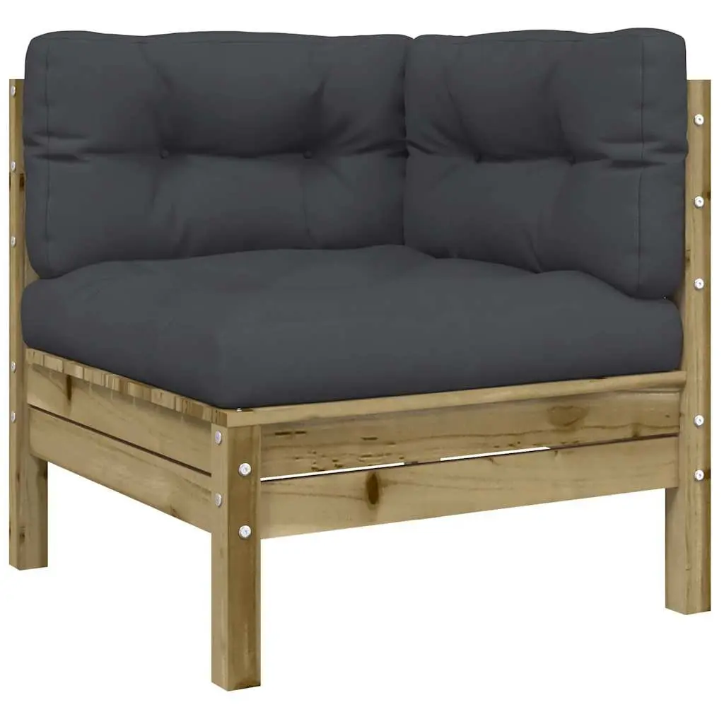 3-Seater Garden Sofa with Cushions Footstool Outdoor Sectional Brown Wood
