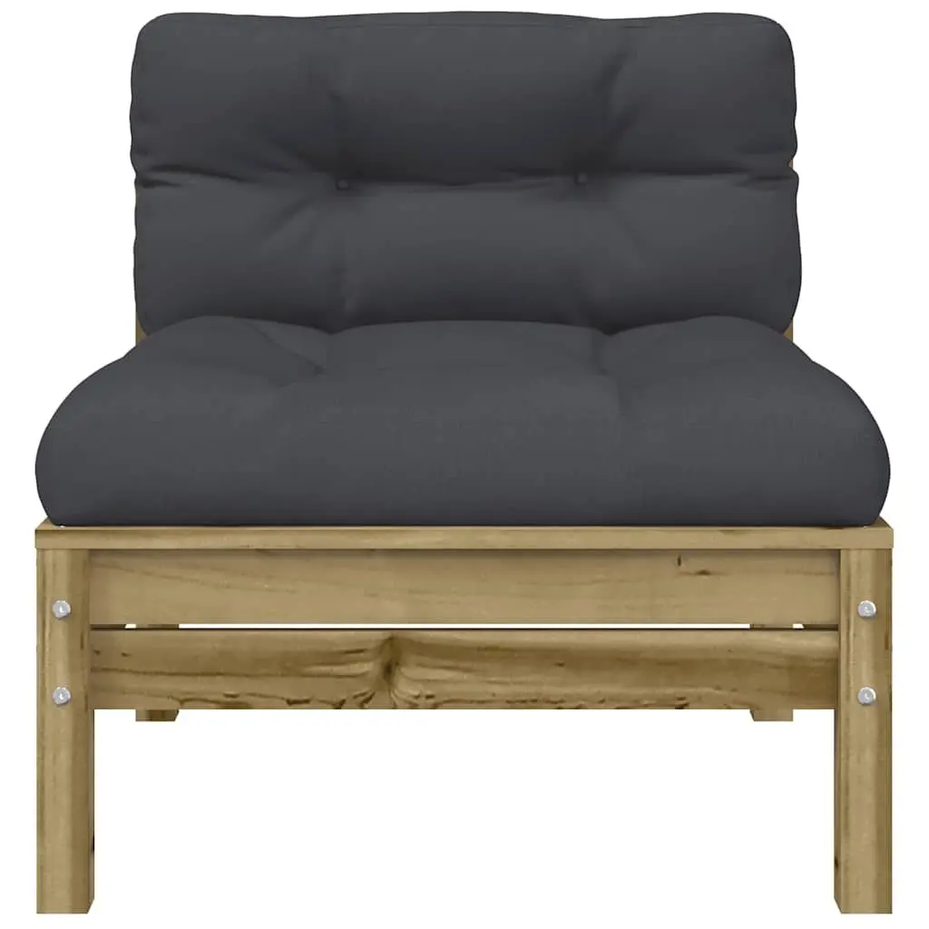 3-Seater Garden Sofa with Cushions Footstool Outdoor Sectional Brown Wood