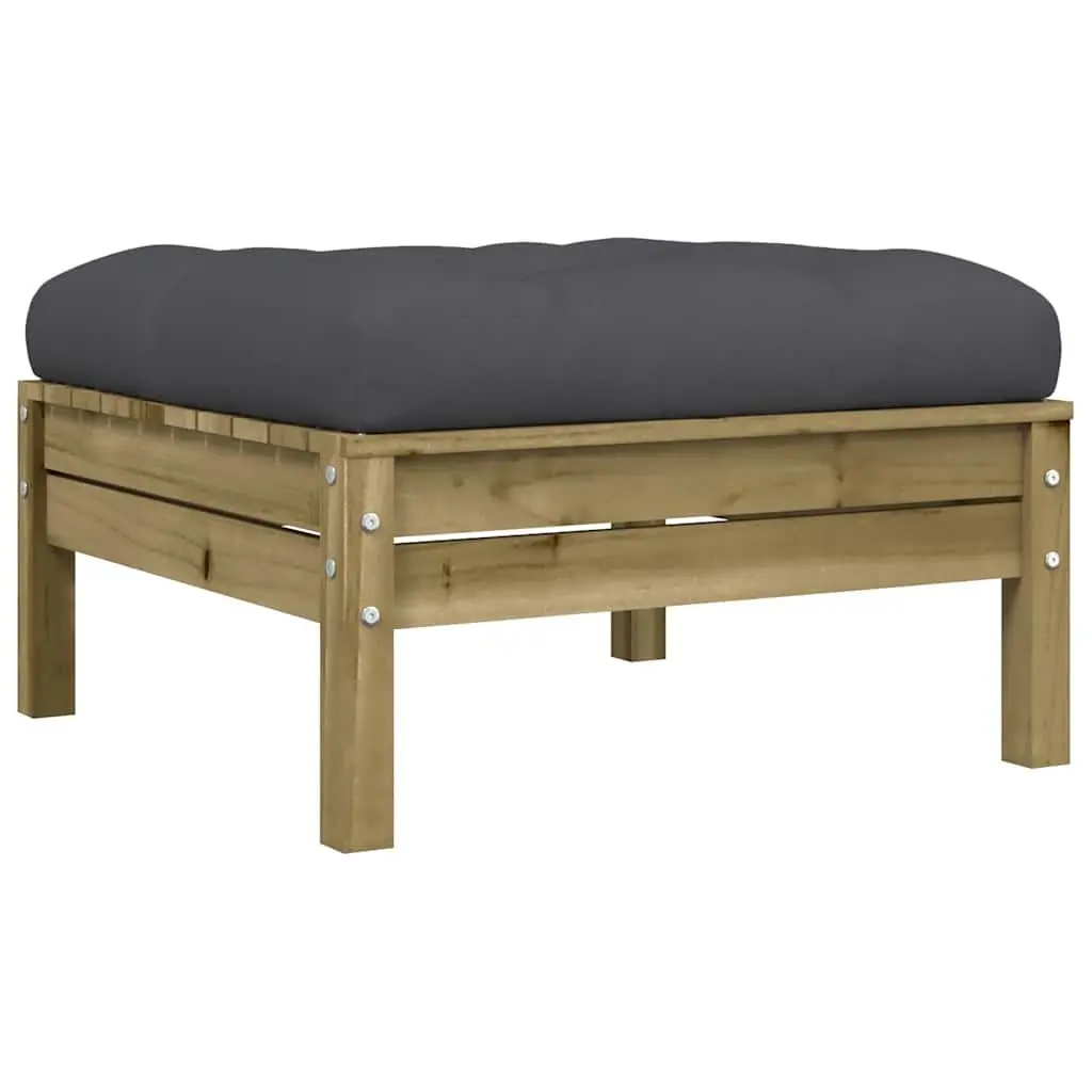 3-Seater Garden Sofa with Cushions Footstool Outdoor Sectional Brown Wood