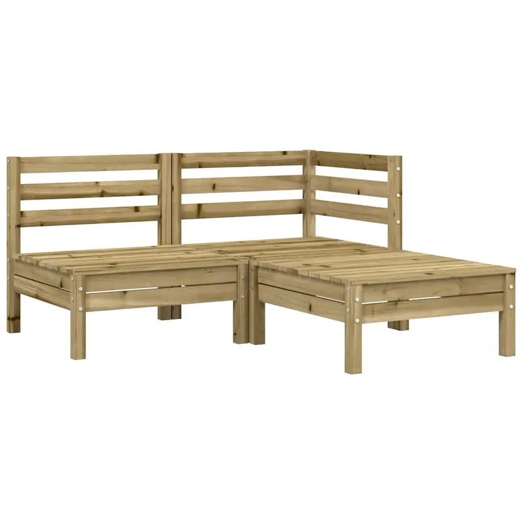 2-Seater Wooden Garden Sofa with Cushions and Footstool Outdoor Patio Seating Brown